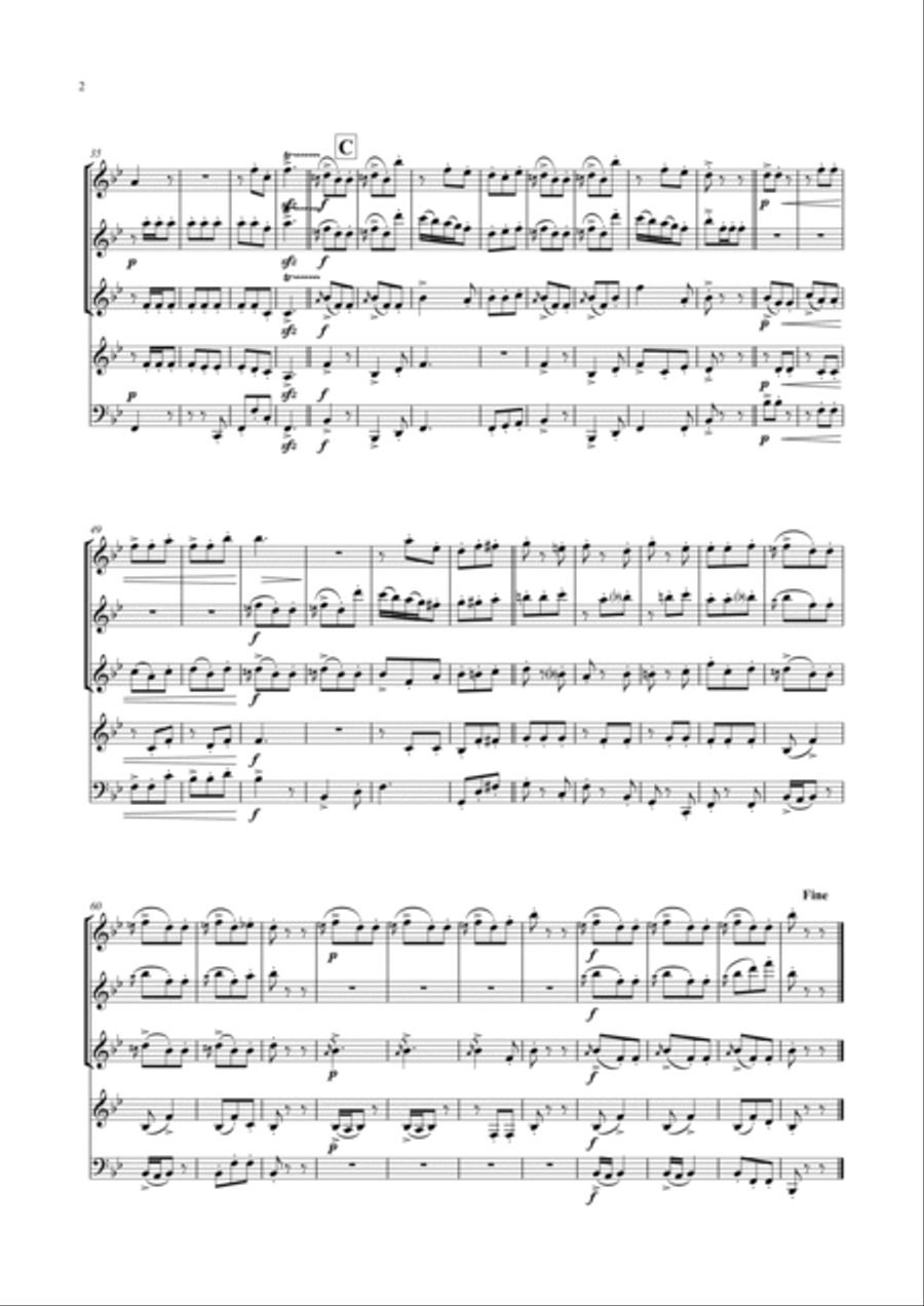 Turkish March Ländler - Beethoven - Wind Quintet Woodwind Quintet scores gallery preview page 2