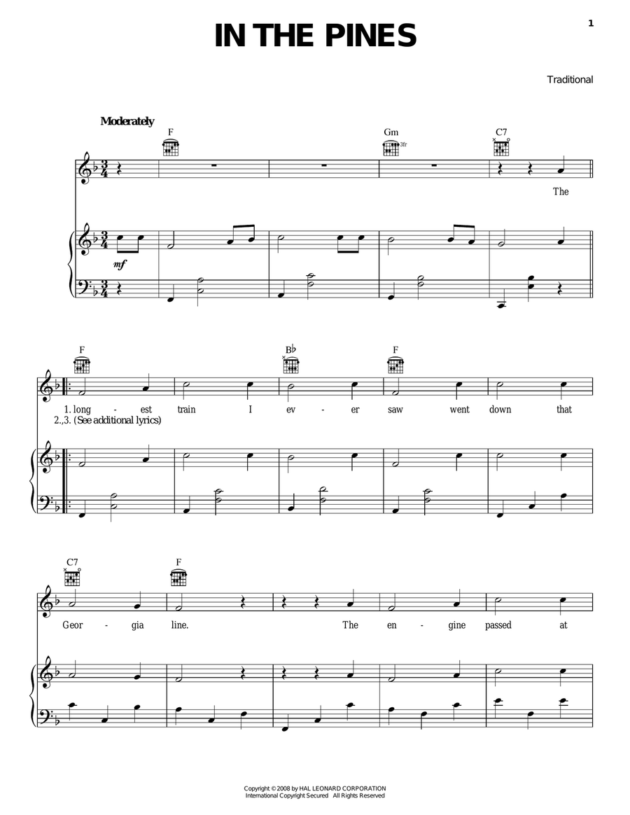 In The Pines Acoustic Guitar scores gallery preview page 1