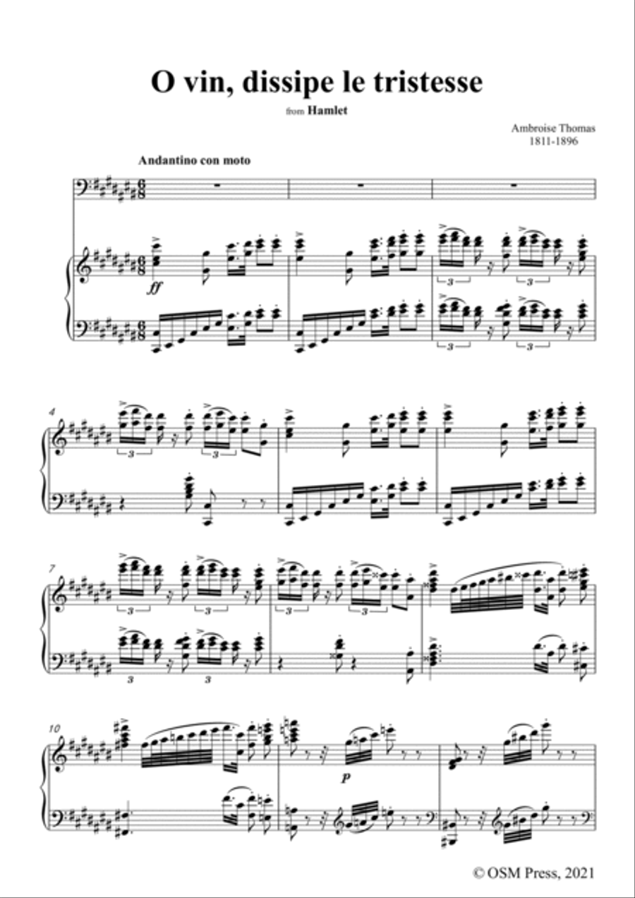 A. Thomas-O vin,dissipe le tristesse,in C sharp Major,from Hamlet,for Voice and Piano Voice Solo scores gallery preview page 3