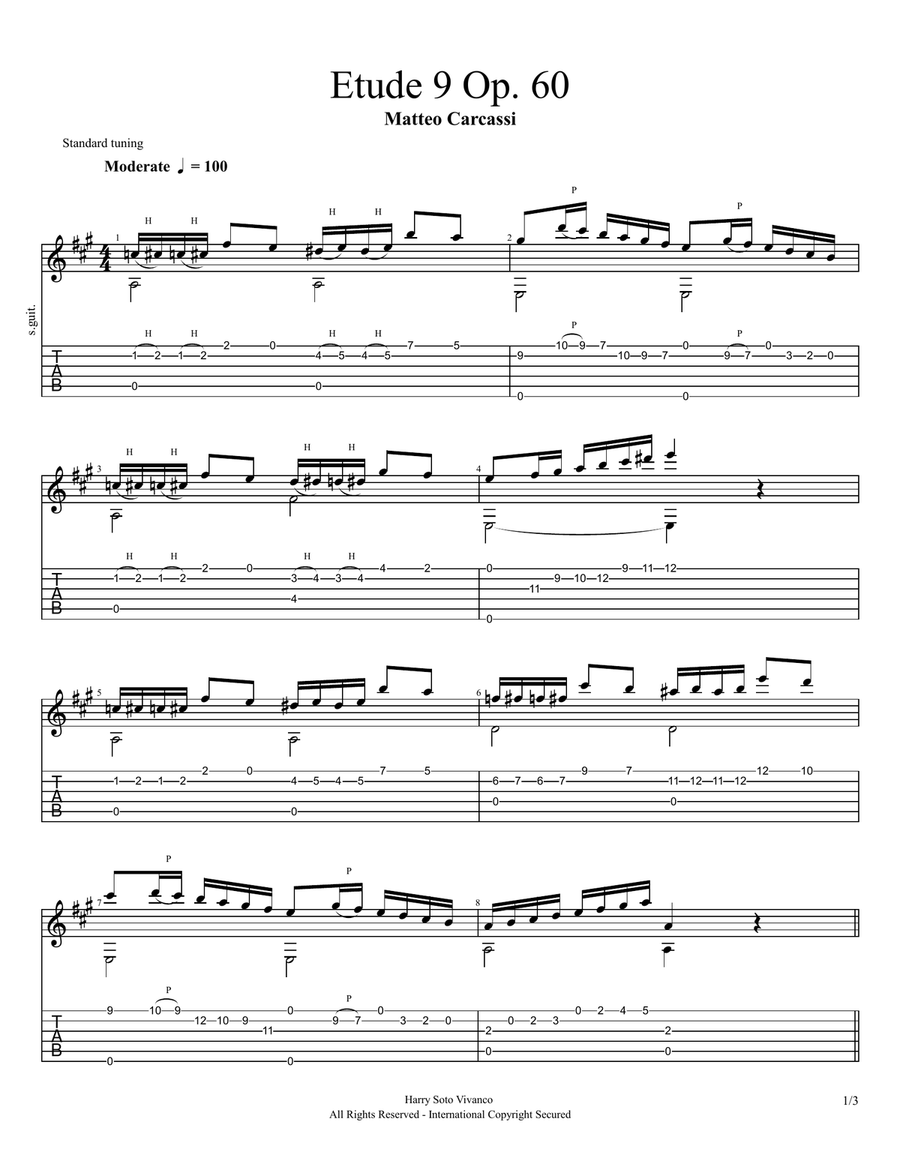 Etude 9 Op. 60 Acoustic Guitar scores gallery preview page 1