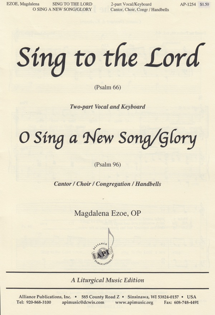 Sing to the Lord/O Sing a New Song/Glory to God image number null