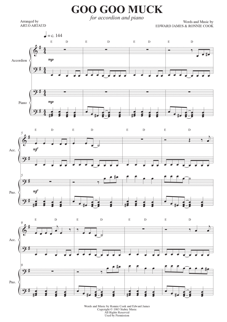 Goo Goo Muck Goo Goo Muck Easy Piano scores gallery preview page 1