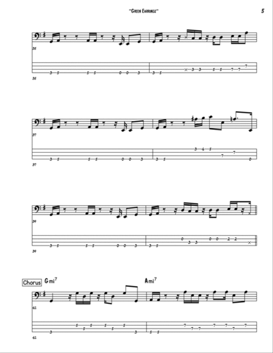Green Earrings Bass Guitar scores gallery preview page 5