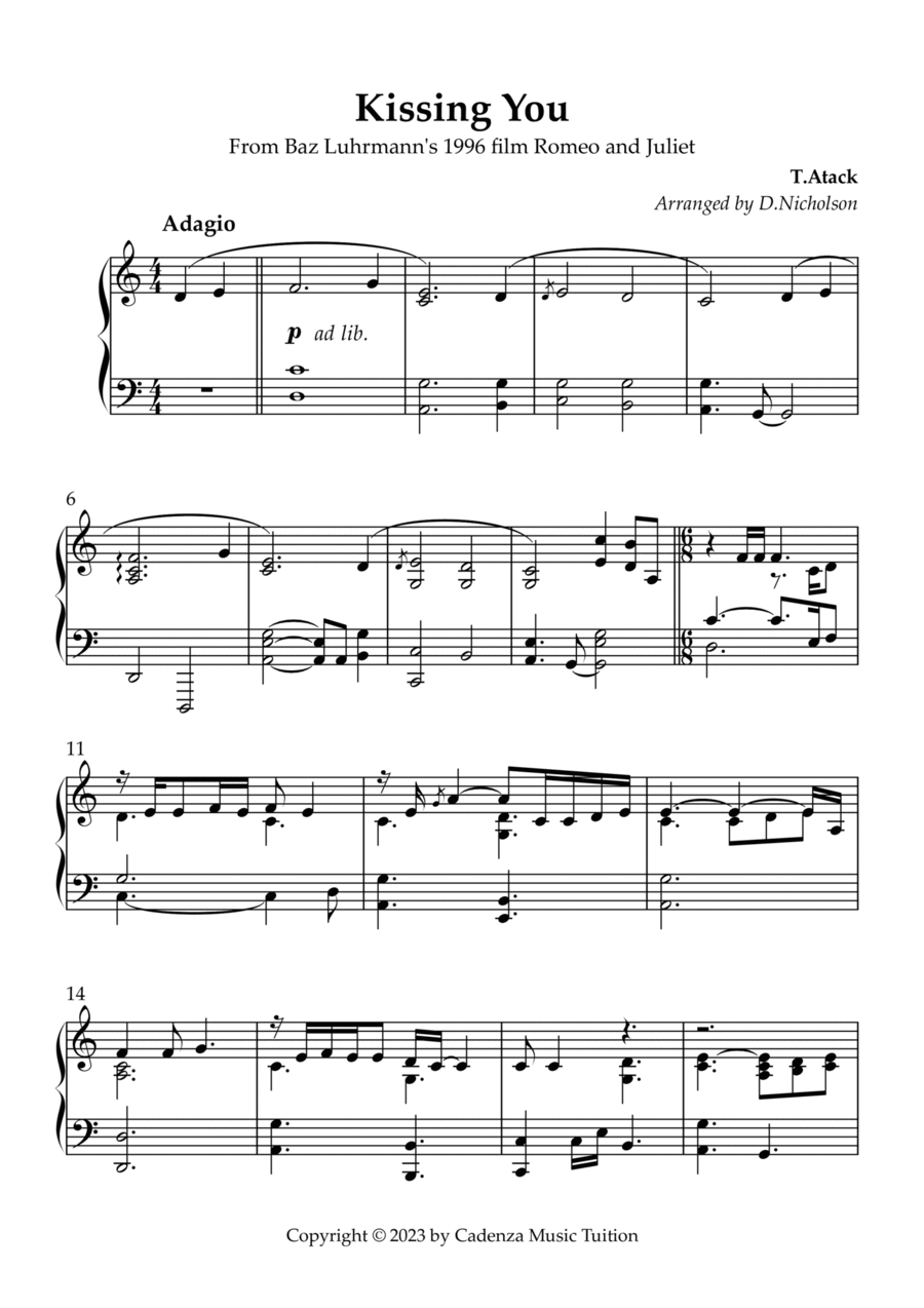 Kissing You Piano Solo scores gallery preview page 1