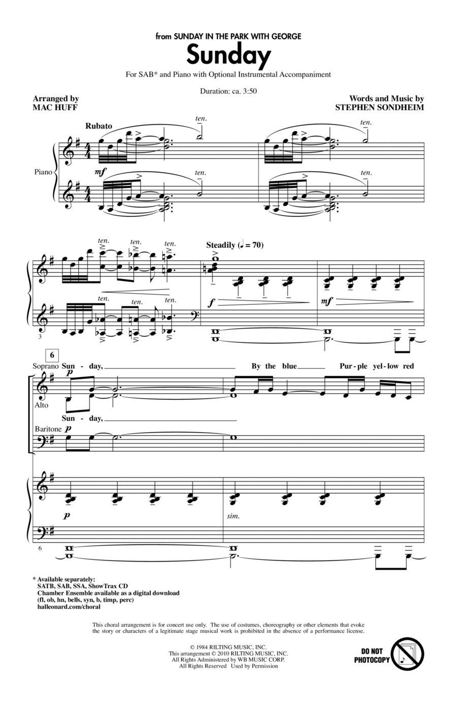 Sunday Sunday 3-Part scores gallery preview page 1