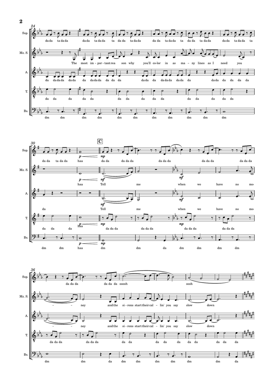 Paranoia Purple - Live At Electric Lady Choir scores gallery preview page 2