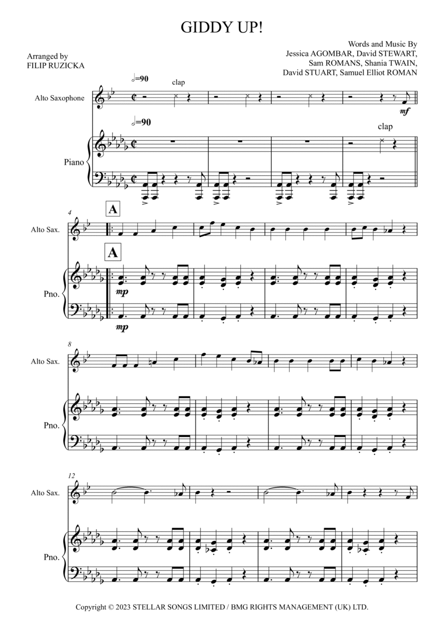Giddy Up! Alto Saxophone scores gallery preview page 1