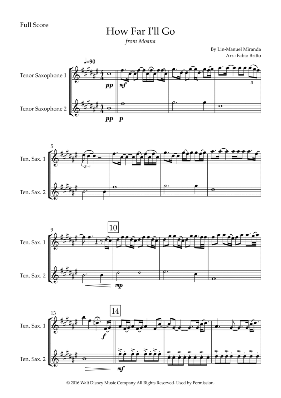 How Far I'll Go How Far I'll Go Woodwind Duet scores gallery preview page 1