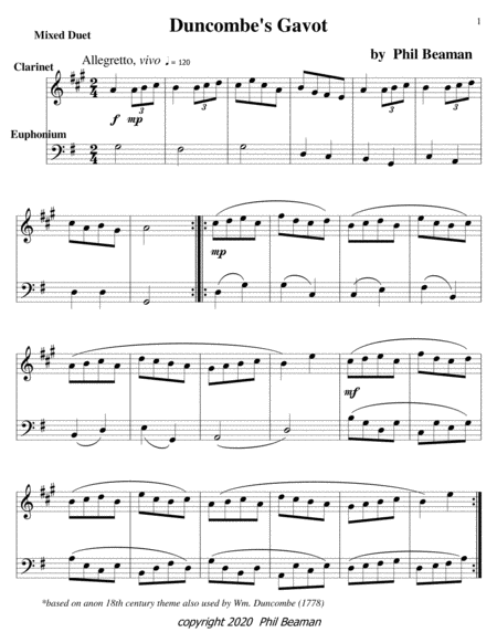 Duncombe's Gavot-mixed duet 20-clarinet/euphonium image number null