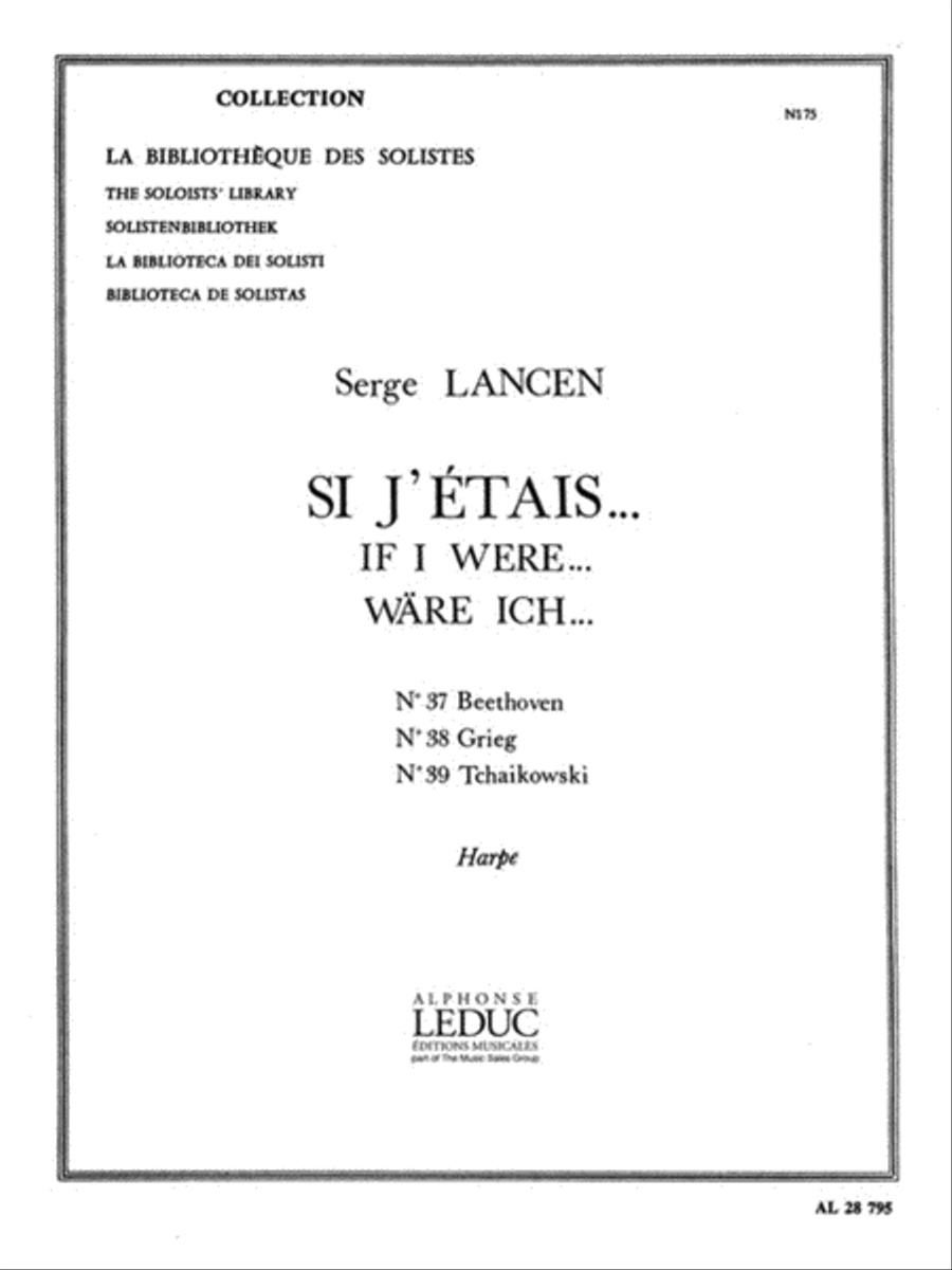 Lancen Si J'etais 37 Beethoven 38 Grieg 39 Tchaikowski Lm075 Harp Book Harp scores gallery preview page 1