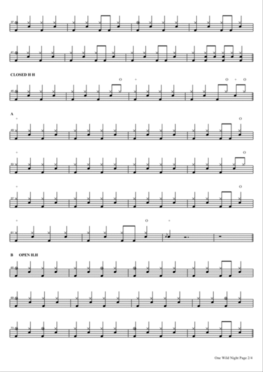 One Wild Night Drum Set scores gallery preview page 2