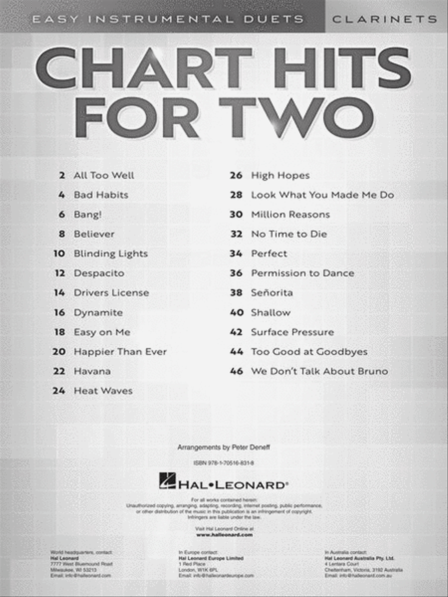 Chart Hits for Two Clarinet scores gallery preview page 3