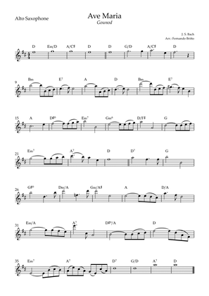 Ave Maria (Gounod) for Alto Saxophone Solo with Chords (F Major)
