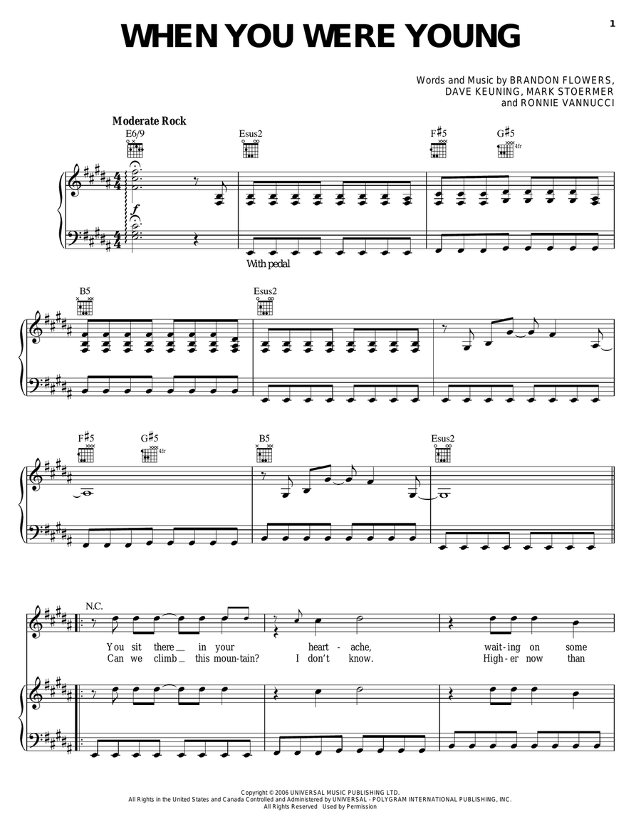 When You Were Young When You Were Young Piano, Vocal, Guitar scores gallery preview page 1