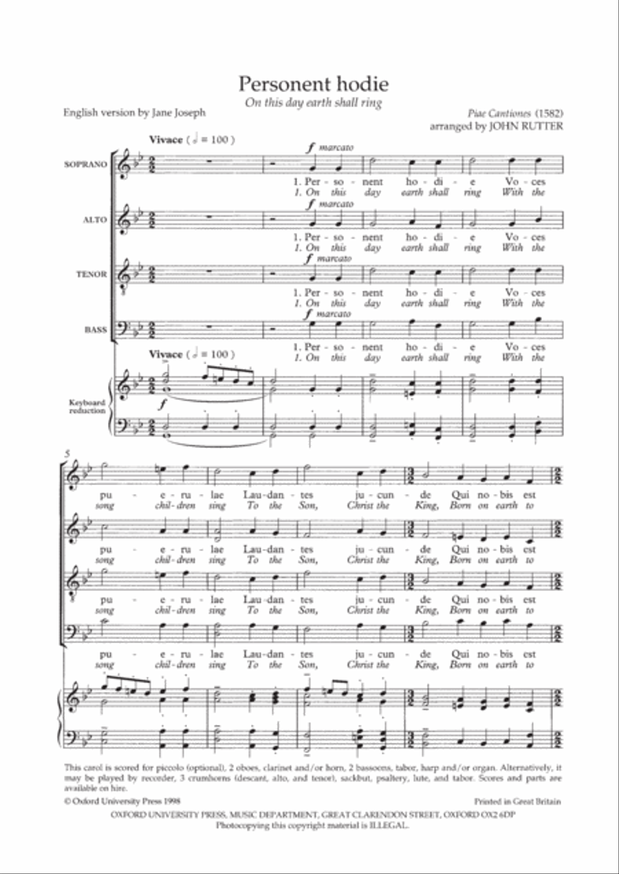 Personent hodie Personent hodie 4-Part scores gallery preview page 2