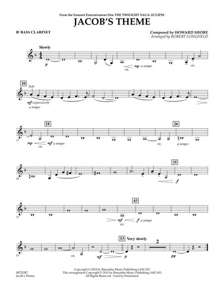 Jacob's Theme (from The Twilight Saga: Eclipse) - Bb Bass Clarinet