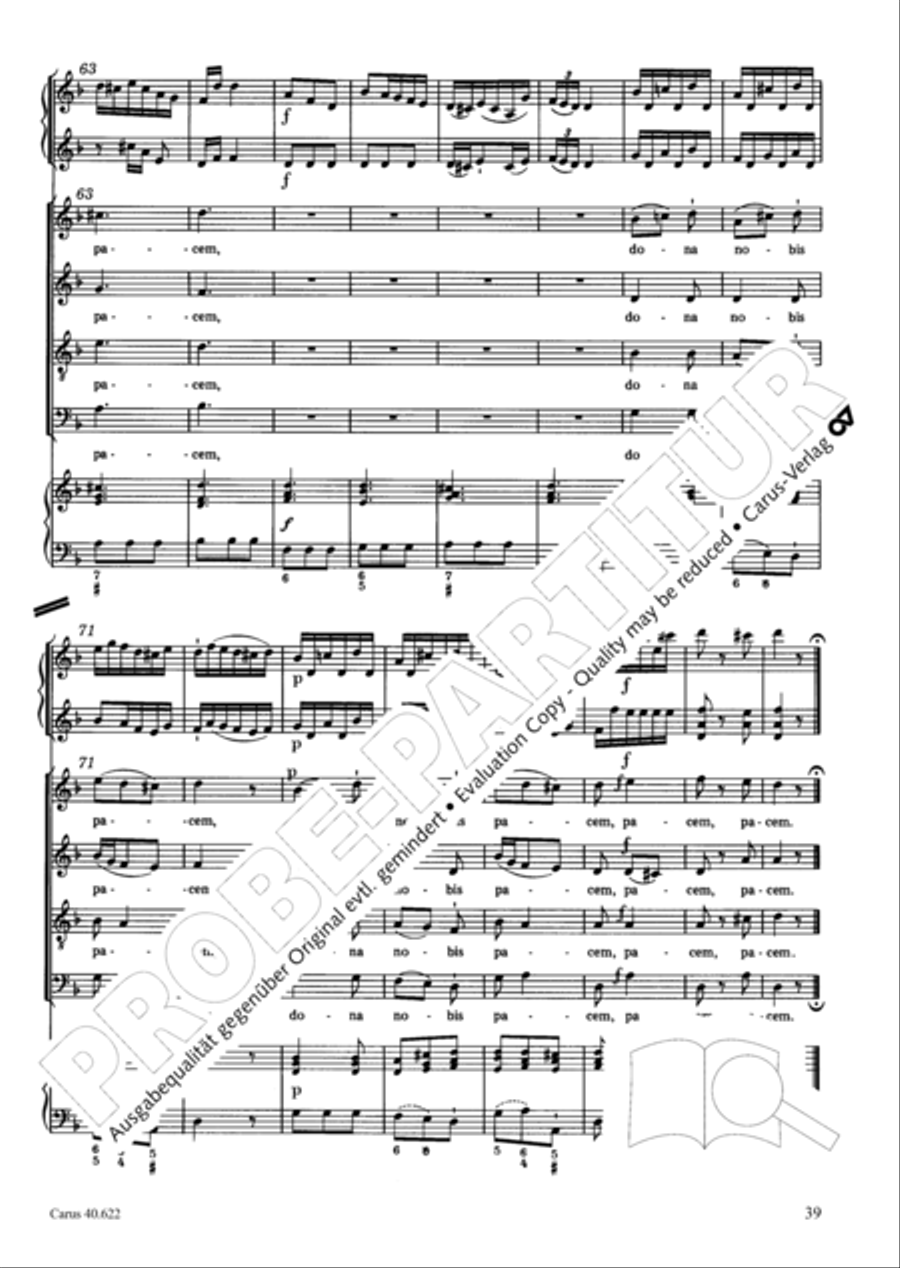 Missa brevis in D minor 4-Part scores gallery preview page 40