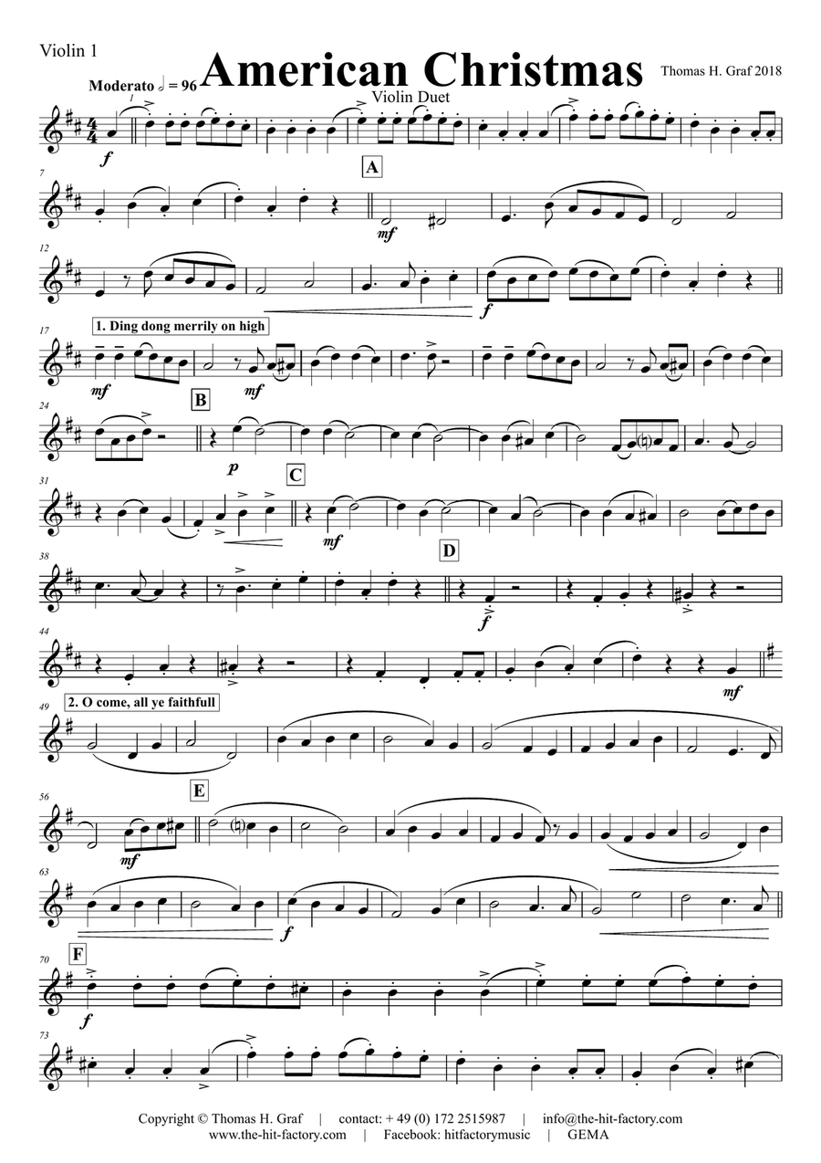 American Christmas - Mash up Rondo of best Christmas Songs - Violin Duet String Duet scores gallery preview page 4