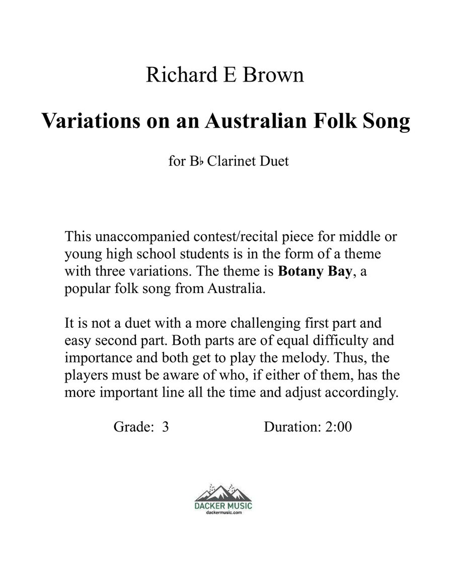 Variations on an Australian Folk Song - Clarinet Duet Clarinet Duet scores gallery preview page 2