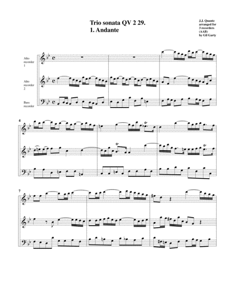 Trio sonata QV 2 29 (arrangement for 3 recorders)