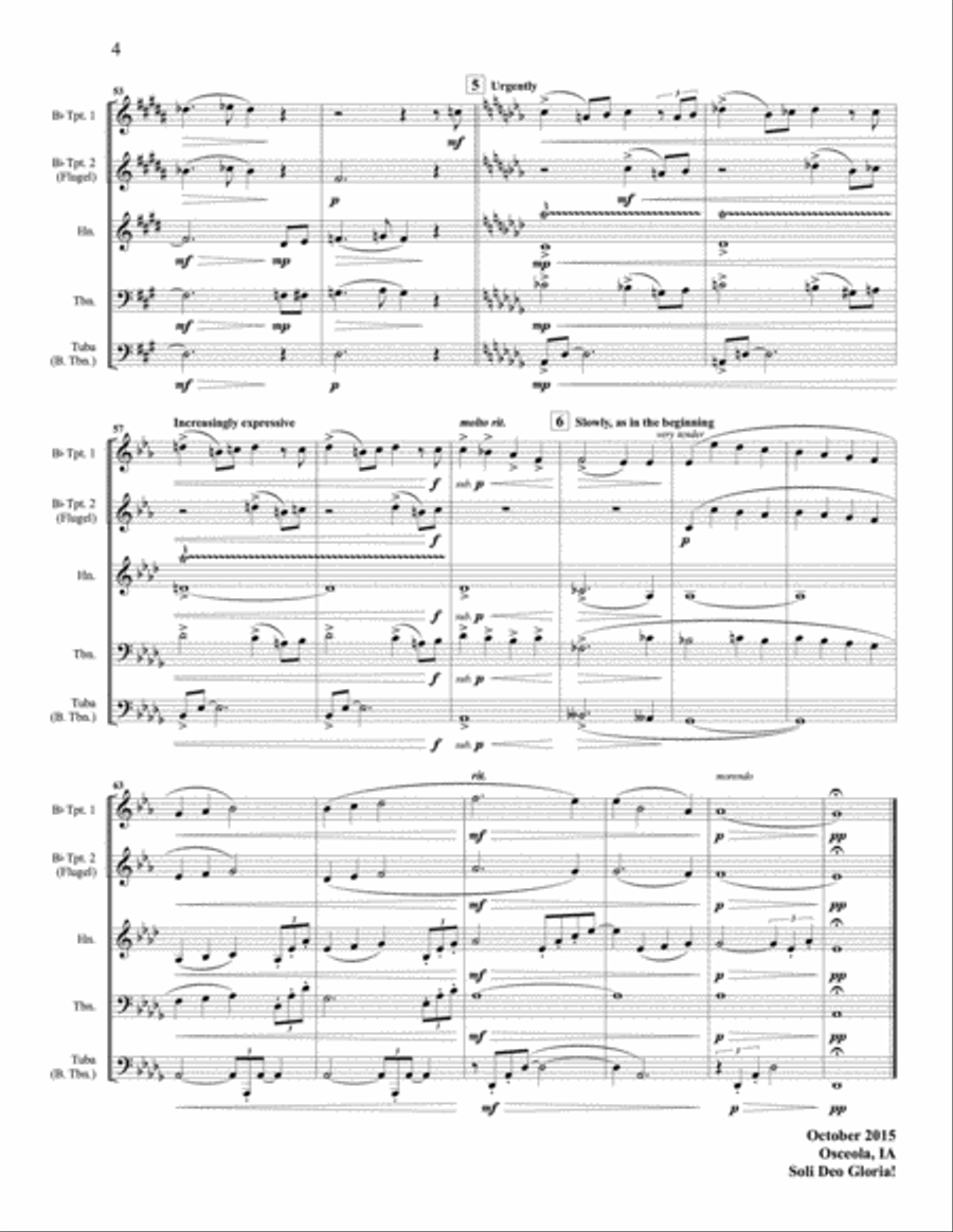 Urlicht (Mahler) for Brass Quintet Brass Quintet scores gallery preview page 5