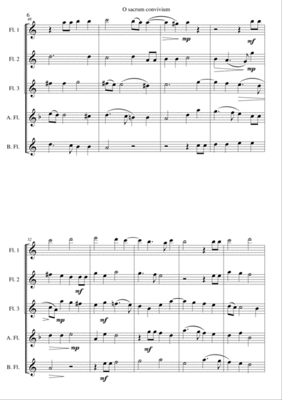 O Sacrum Convivium for flute quintet Woodwind Ensemble scores gallery preview page 6