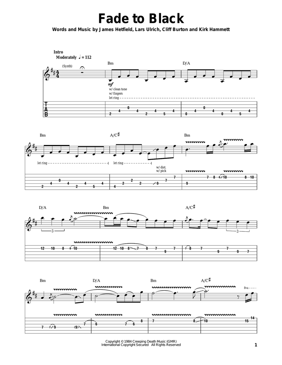Fade To Black Fade To Black Acoustic Guitar scores gallery preview page 1