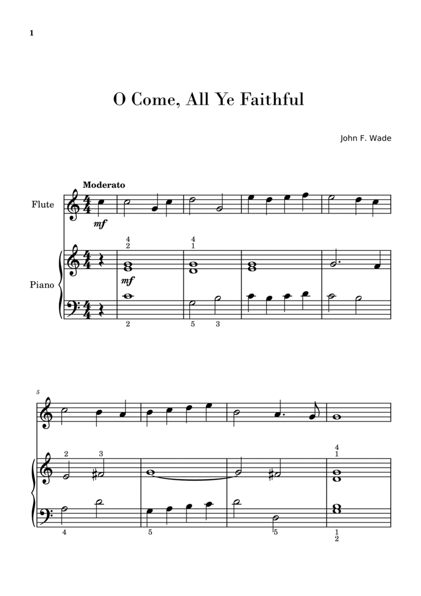 O Come, All Ye Faithful (Easy Flute with Piano Accompaniment) image number null