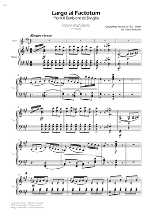 Largo al Factotum - Voice and Piano - A Major (Full Score)