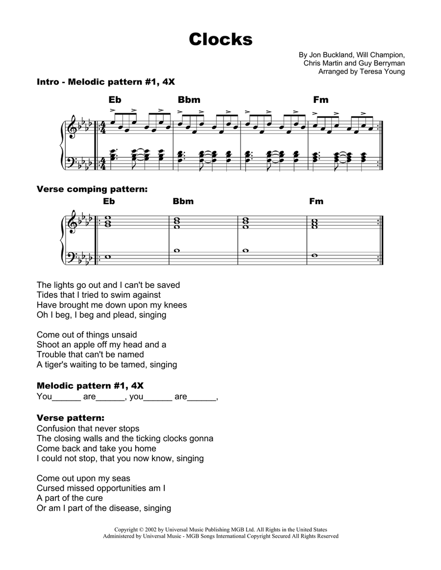 Clocks Piano Method scores gallery preview page 1