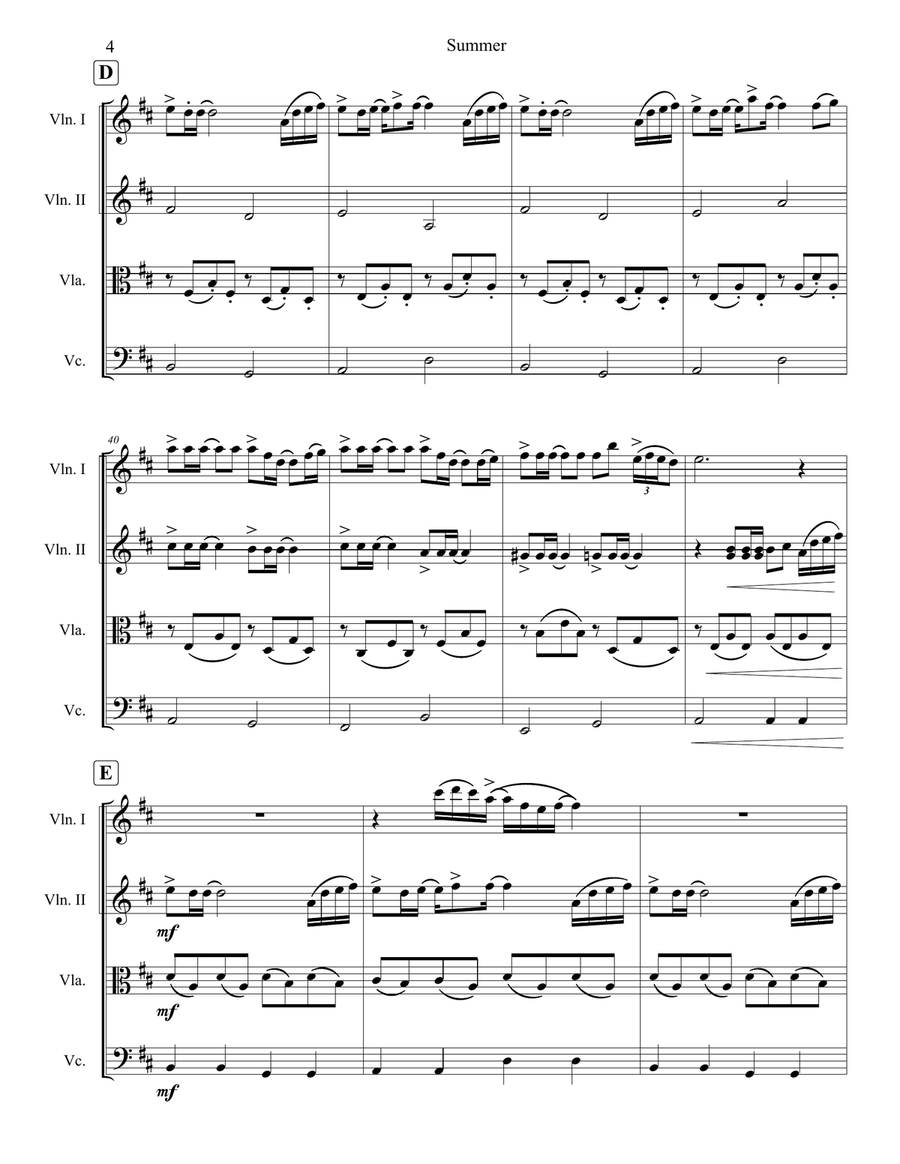 Summer String Quartet scores gallery preview page 4