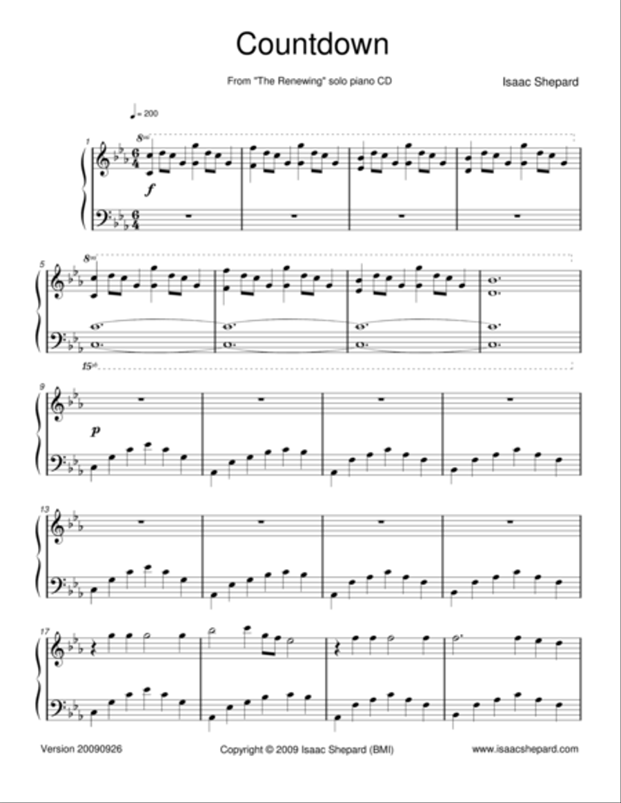 Countdown Piano Solo scores gallery preview page 1