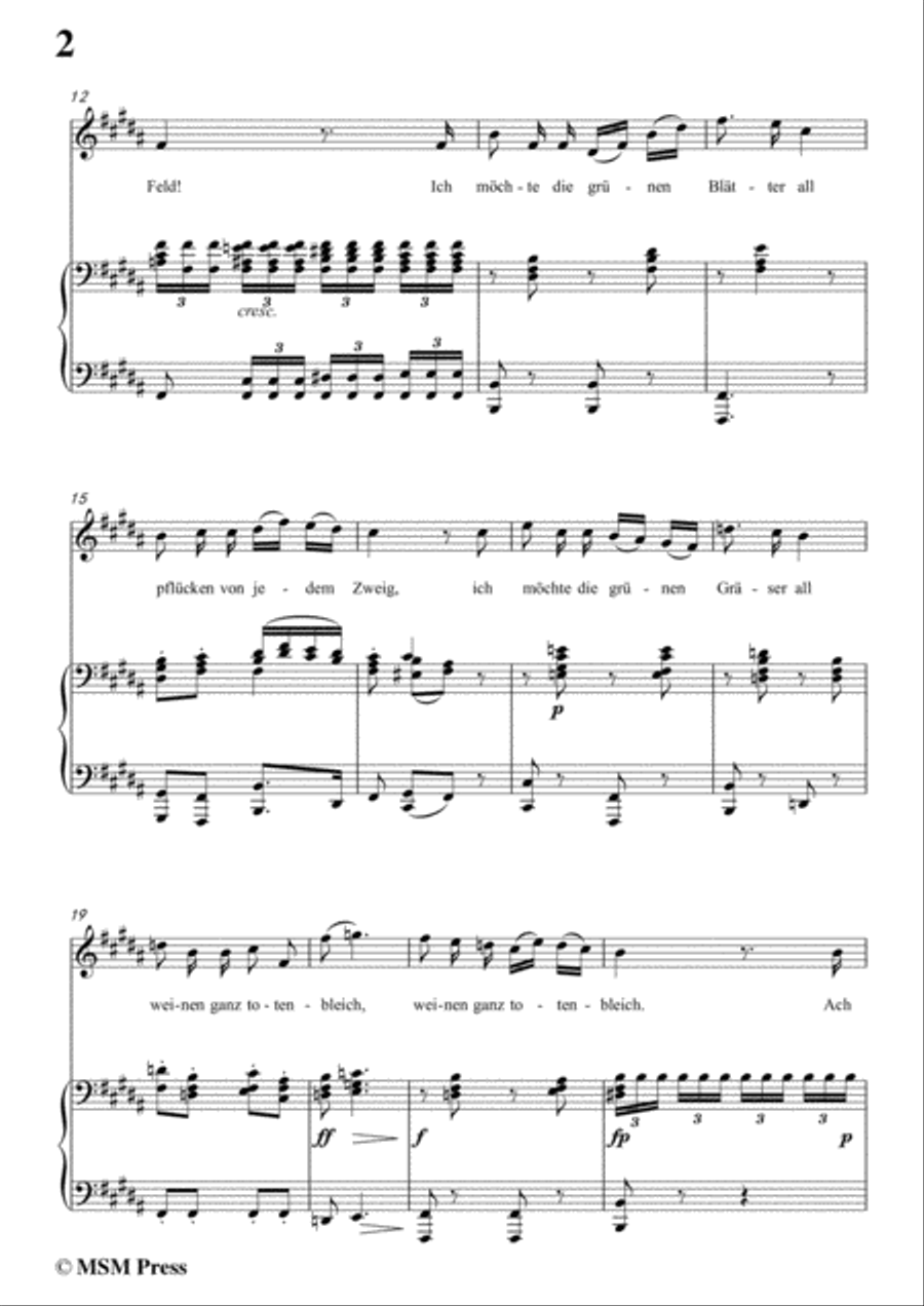 Schubert-Die böse Farbe,from 'Die Schöne Müllerin',Op.25 No.17,in B Major,for Voice&Piano Voice scores gallery preview page 4