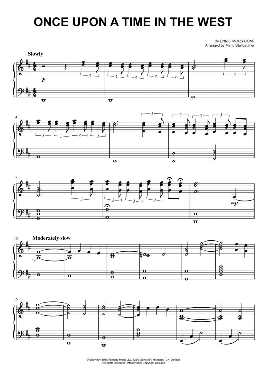 Once Upon A Time In The West Piano Solo scores gallery preview page 1