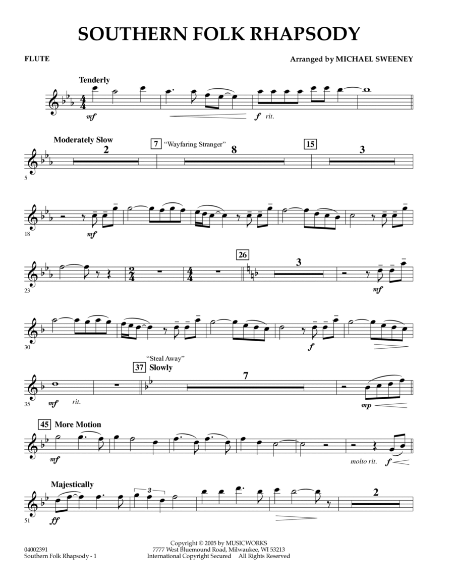 Southern Folk Rhapsody - Flute Flute scores gallery preview page 1