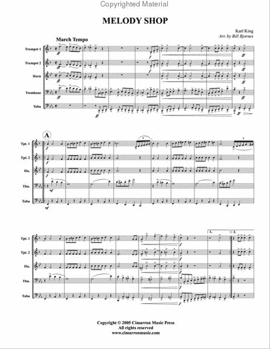 Melody Shop March Melody Shop March Brass Quintet scores gallery preview page 2