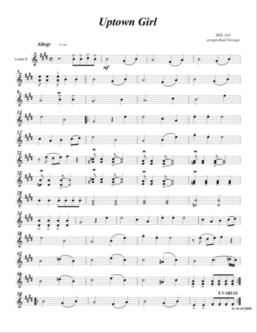 Uptown Girl Uptown Girl String Quartet scores gallery preview page 4