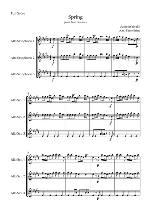 Spring (from Four Seasons of Antonio Vivaldi) for Alto Saxophone Trio