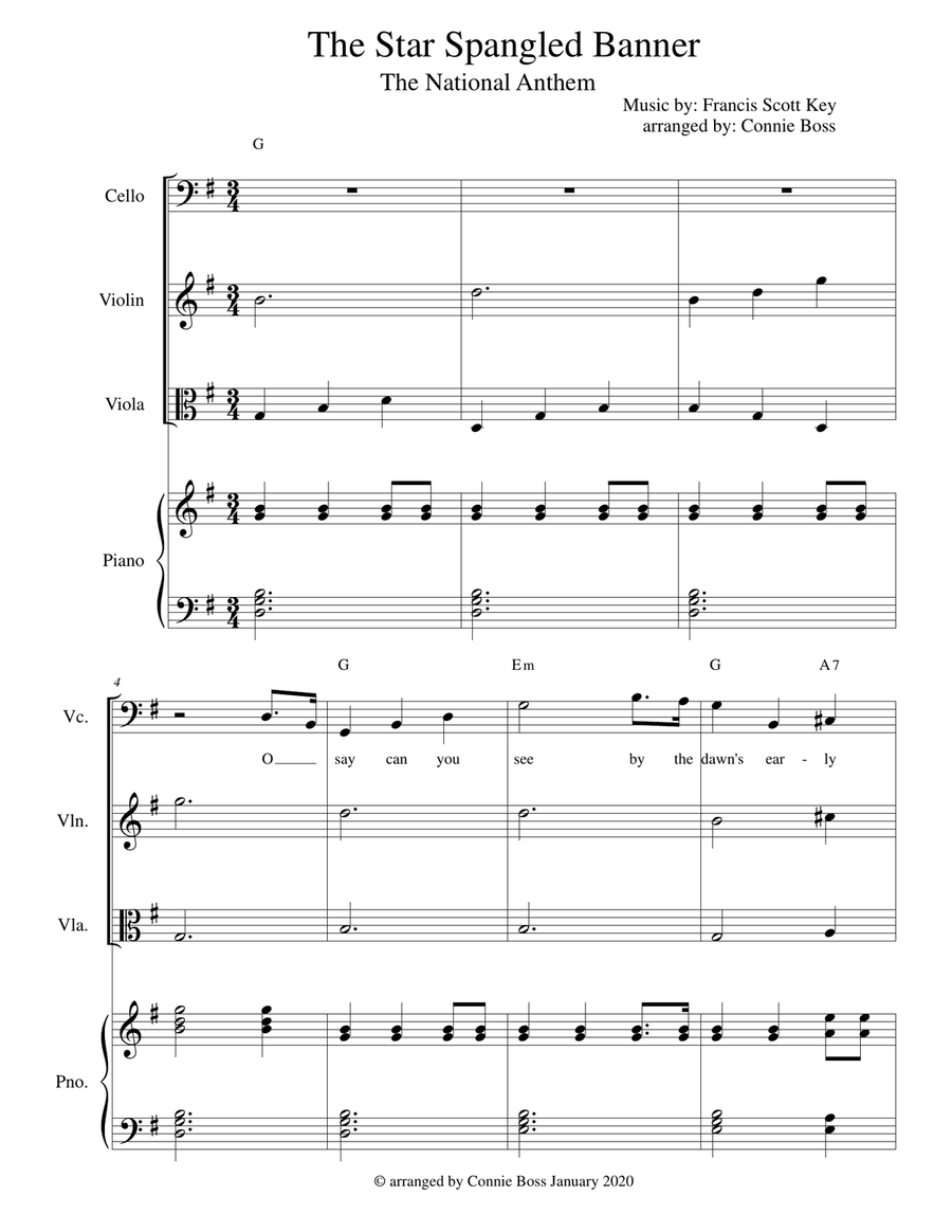The Star Spangled Banner - Strings and piano Choir scores gallery preview page 1