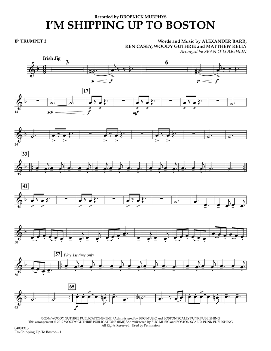 I m Shipping Up To Boston Bb Trumpet 2 by Sean O Loughlin