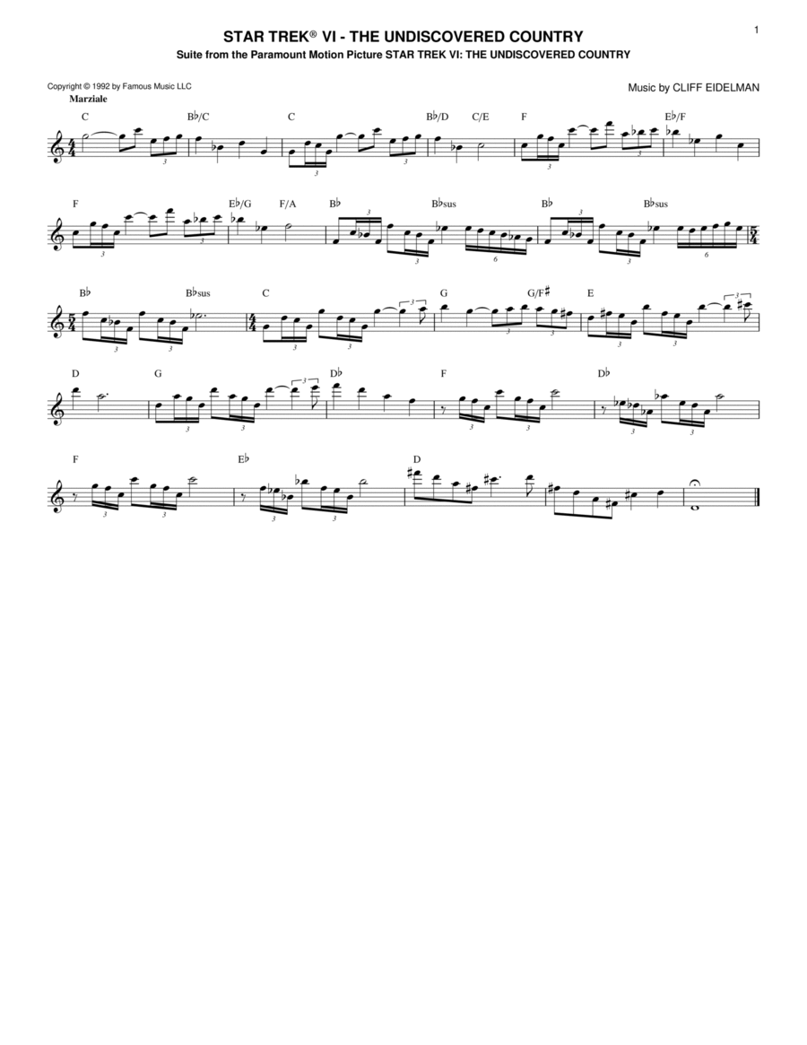 Star Trek VI - The Undiscovered Country Piano scores gallery preview page 1