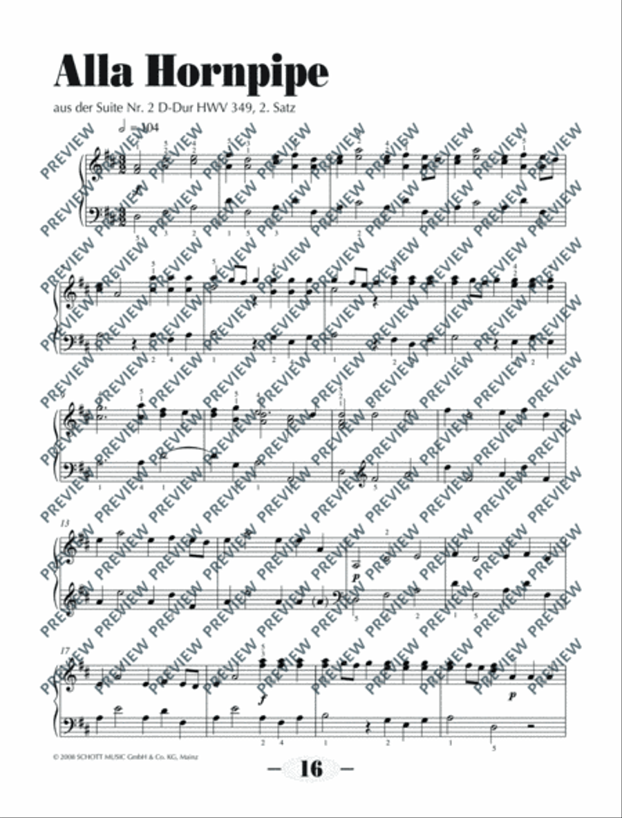 Wassermusik & Feuerwerksmusik Piano Solo scores gallery preview page 17