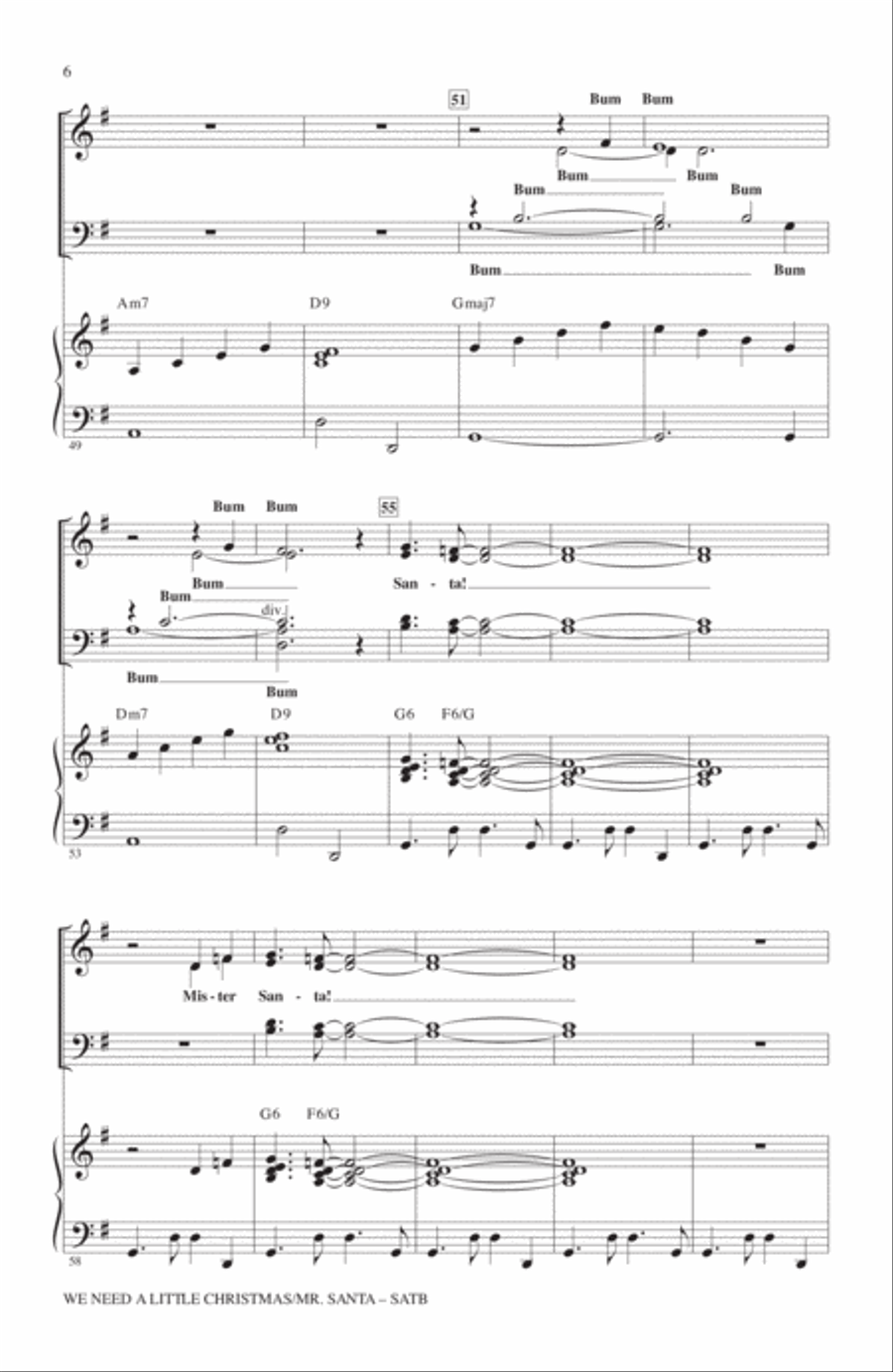 We Need A Little Christmas / Mister Santa 4-Part scores gallery preview page 5
