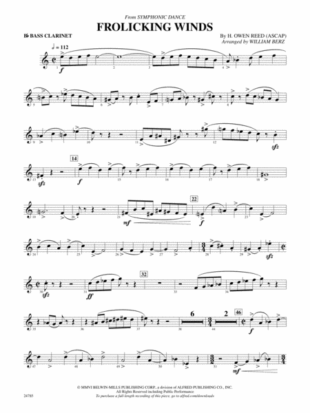 Frolicking Winds (from Symphonic Dance): B-flat Bass Clarinet