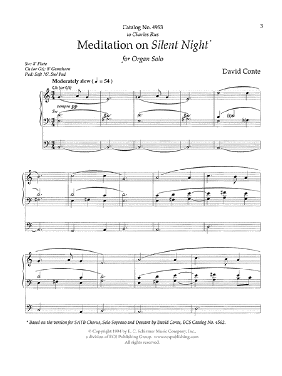 Meditation on Silent Night Organ scores gallery preview page 1