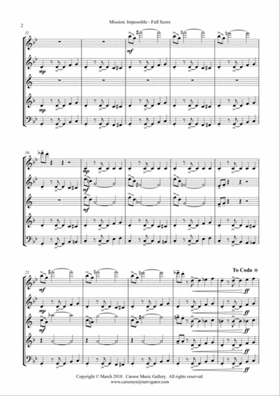 Mission: Impossible Theme from the Paramount Television Series MISSION: IMPOSSIBLE Woodwind Quintet scores gallery preview page 5