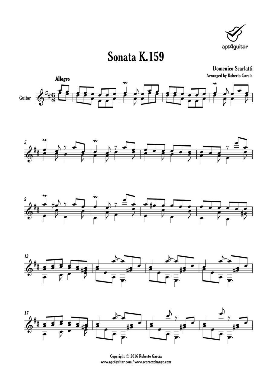 Sonata K.159 Sonata K.159 Classical Guitar scores gallery preview page 2