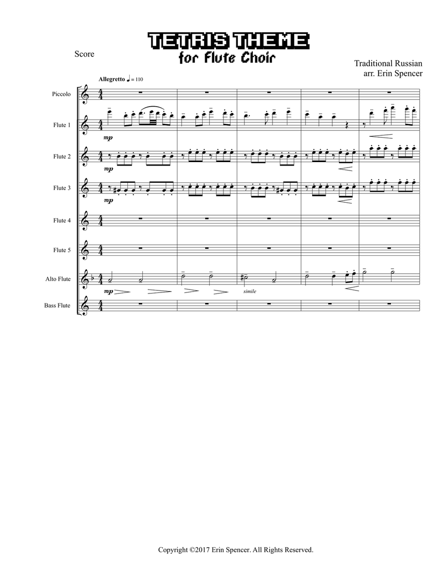 Tetris Theme for Advanced Flute Choir Flute Choir scores gallery preview page 2
