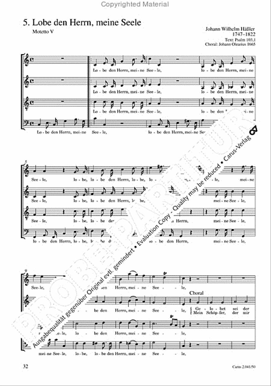 Motets and arias for choirs collected and edited by Johann Adam Hiller, vol. 5 Voice Solo scores gallery preview page 33