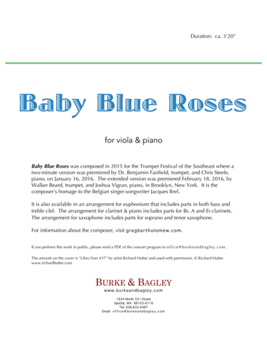 Baby Blue Roses for viola & piano image number null